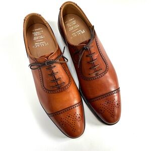 NIB Peal & Co 8.5 D Medallion Cap Toe Dress Shoes Mens Leather Brooks Bros